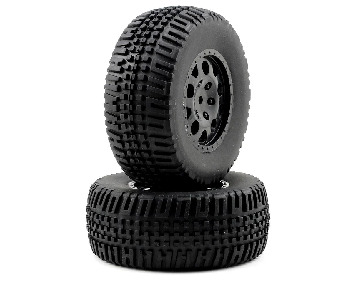 ASSOCIATED 9813 KMC Rear Tire/Wheel Combo (2) (Black) (Not Hex)