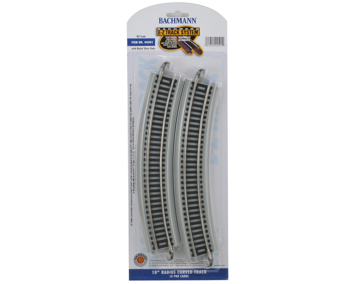 BACHMANN 44501 E-Z Track 18" Curved Track (4) (HO Scale)