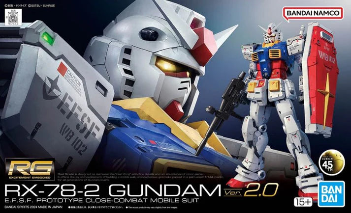 BANDAI 5067155 RX-78-2 Gundam Ver. 2.0 "Mobile Suit Gundam", Bandai Hobby RG 1/144