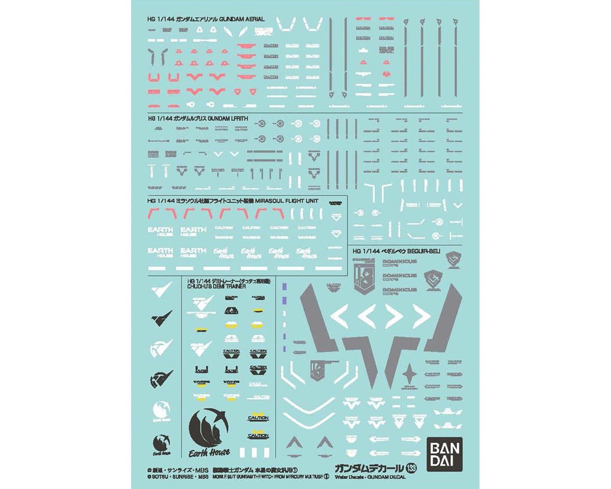 BANDAI 2652658 GD-133 Gundam The Witch From Mercury Multiuse #1 Waterslide Decals