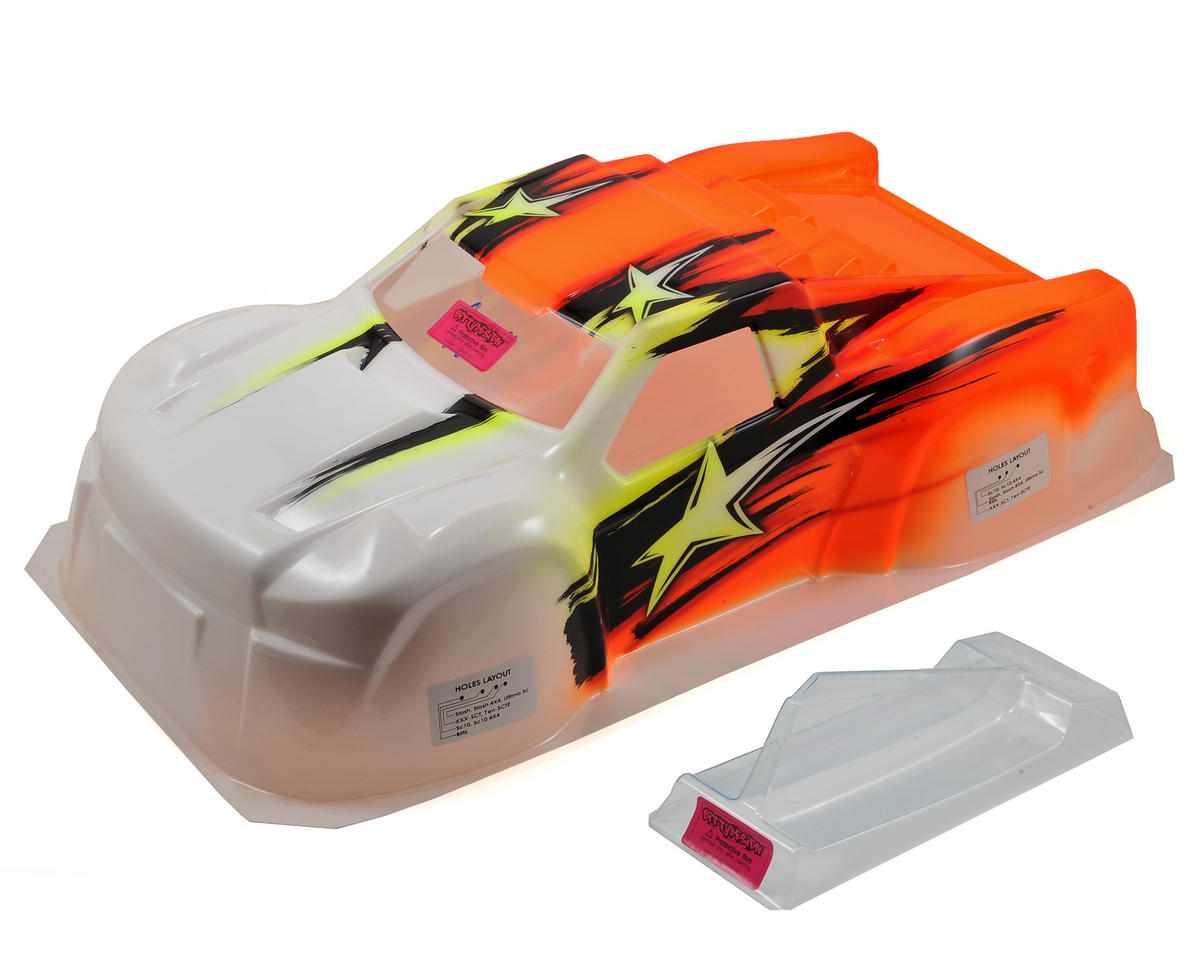 BITTYDESIGN BDSC-BLHK-STRO LEXAN BODY "Black Hawk" 1/10 Pre-Painted Short Course Body (Star/Orange)