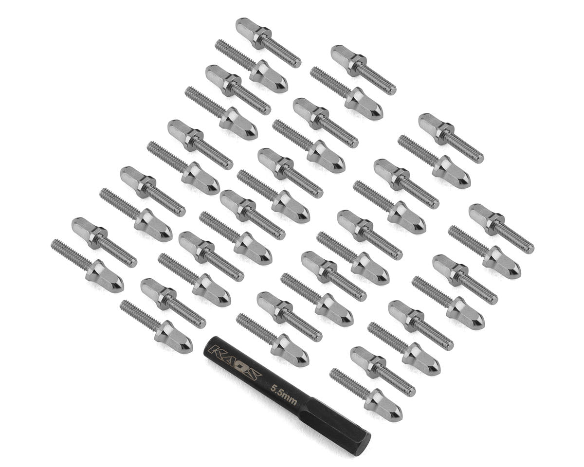 CEN RACING CKD0615 Bullet Wheel Lug (chrome) (40) (2.5mm studs) w/Tool