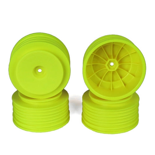 DE RACING DER-PS4-AY Speedline Plus Short Course Wheels, for Associated SC5M-SC10, Yellow, +3mm, (4pcs)