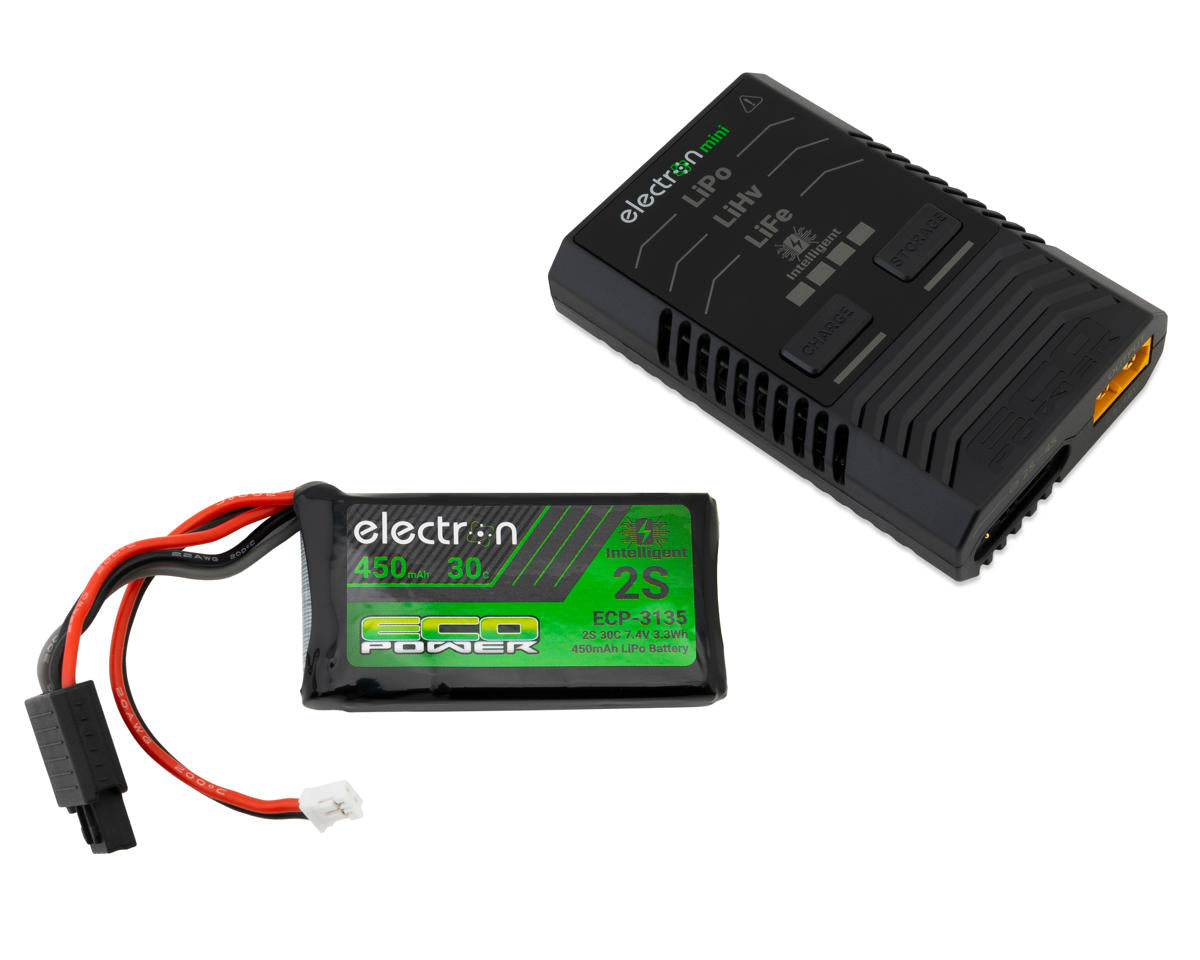 ECOPOWER ECP-1008 Intelligent 2S 450mAh PH2.0 LiPo Battery/"Electron Mini" Charger Bundle (SCX24 & Other Mini Crawlers)
