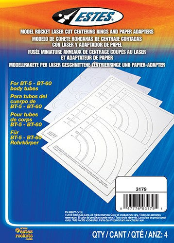 ESTES 3179 Laser Cut Centering Rings/Paper Adapters