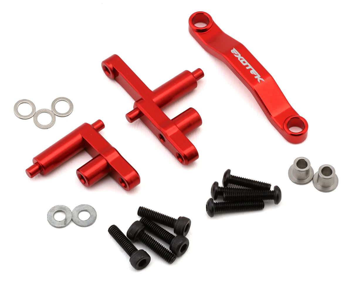 EXOTEK 2299 Arrma Grom/Losi NASCAR HD Aluminum Steering Bellcrank Set (Red)