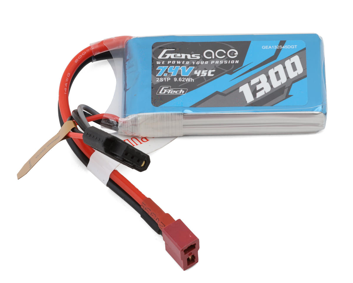 GENS ACE 132S45DGT G-Tech Smart 2S LiPo Battery 25C (7.4V/1300mAh) w/T-Style Connector