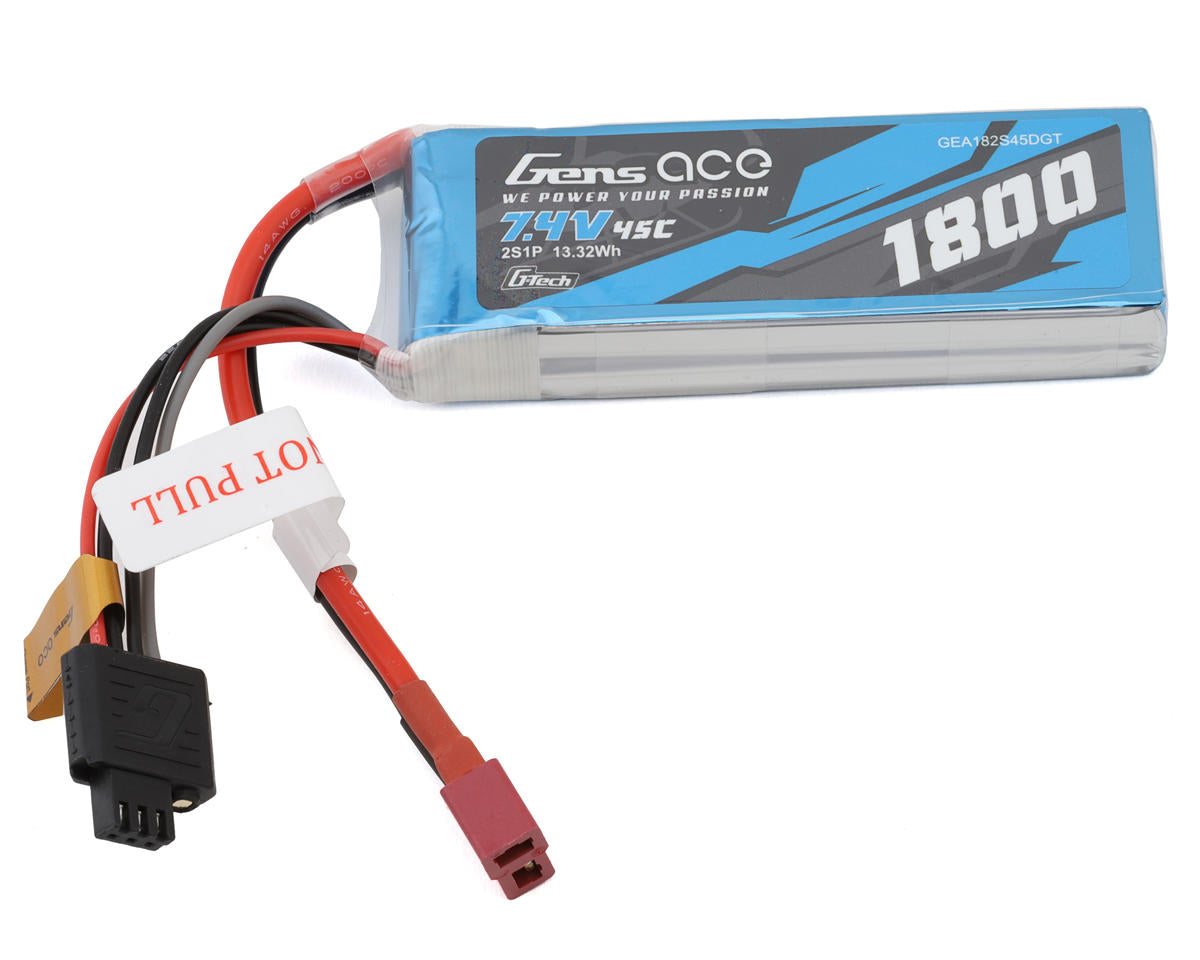 GENS ACE GEA182S45DGT Smart 2S LiPo Battery 45C (7.4V/1800mAh) w/Deans Connector