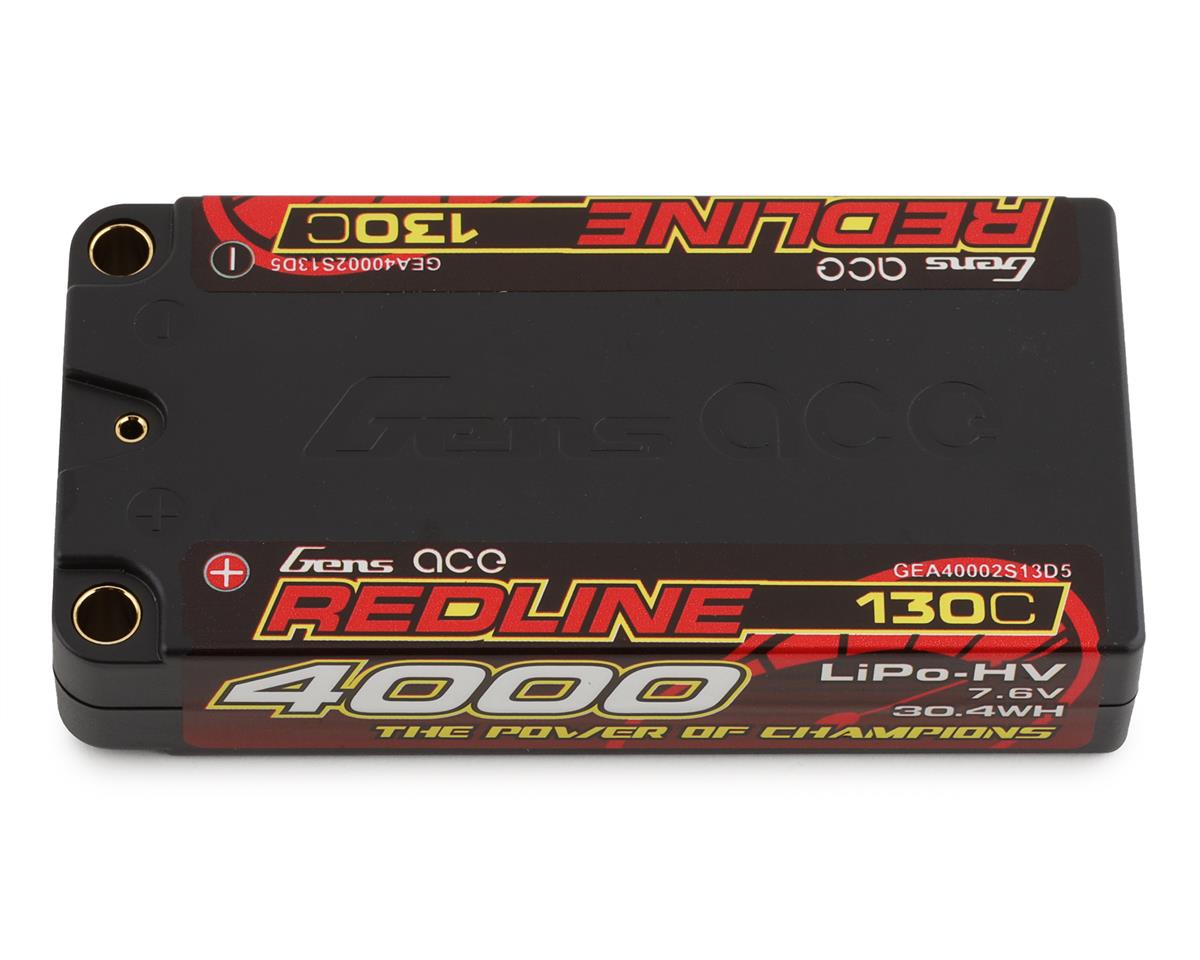 GENS ACE GEA40002S13D5 Redline 2S LiHV LiPo LCG Battery 130C (7.6V/4000mAh) w 5mm Bullets