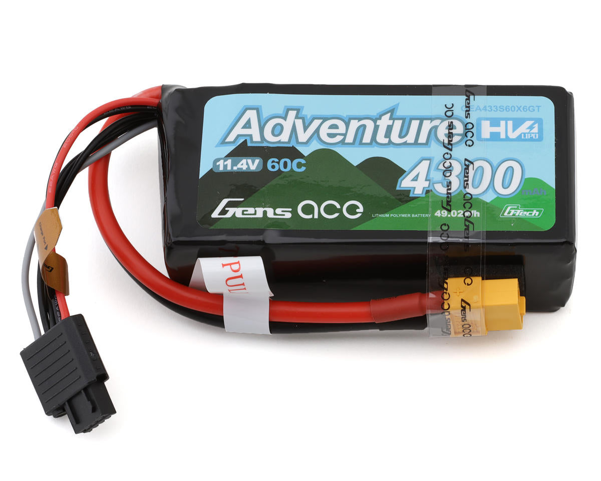 GENS ACE GEA433S60X6GT G-Tech Smart 3S LiHV Battery 60C (11.4V/4300mAh) w/XT60 Connector