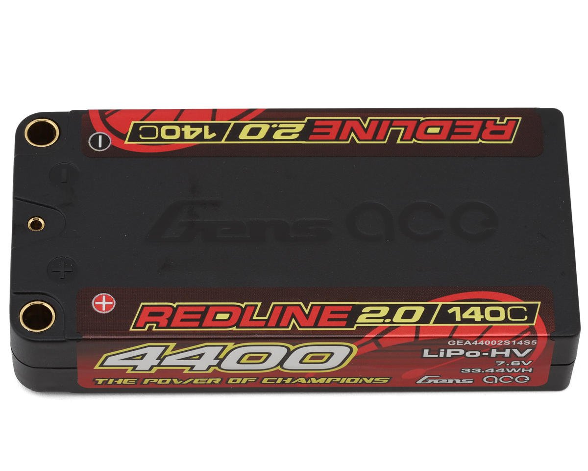 GENS ACE GEA44002S14S5 Redline 2.0 2S Shory LiHV Battery 140C (7.6V/4400mAh) w/5mm Bullets