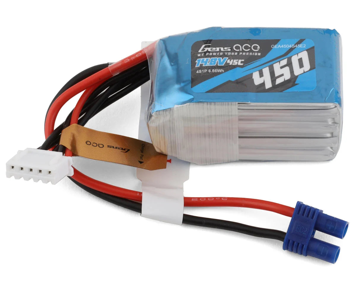 GENS ACE GEA4504S45E2 4S LiPo Battery 45C (14.8V/450mAh) w/EC2 Connector