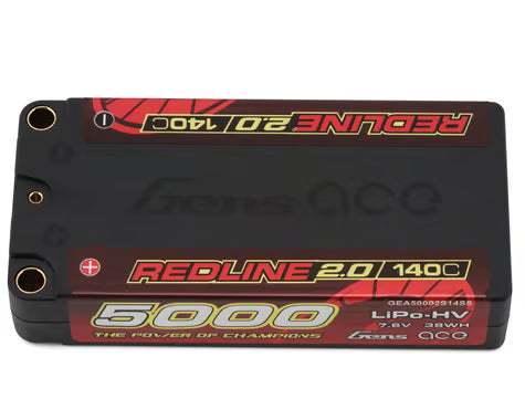 GENS ACE GEA50002S14S5 Redline 2.0 2S Shory LiHV Battery 140C (7.6V/5000mAh) w/5mm Bullets