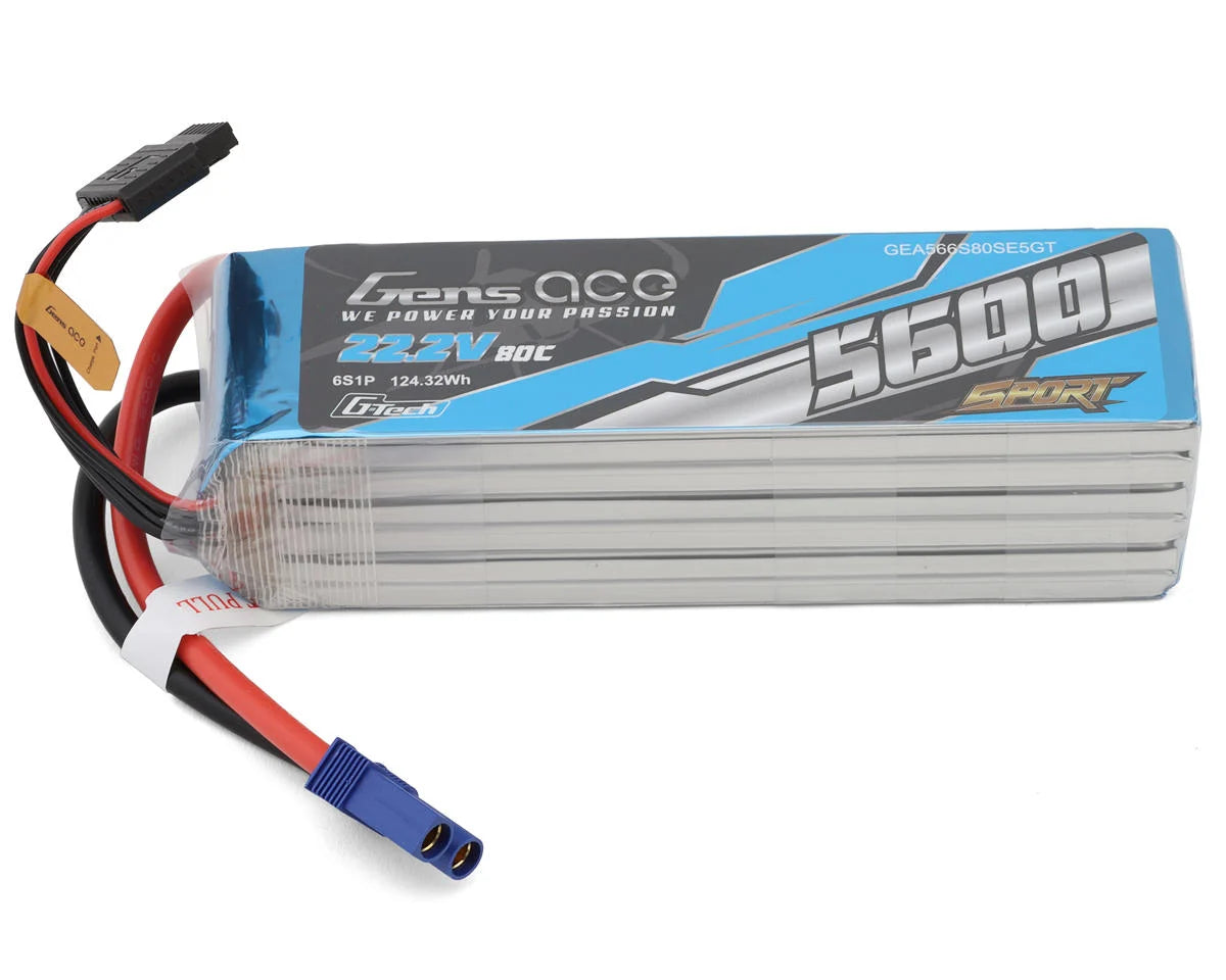GENS ACE GEA566S80SE5GT 6S 80C Sport G-Tech Stick LiPo Battery (22.2V/5600mAh) w/EC5 Connector