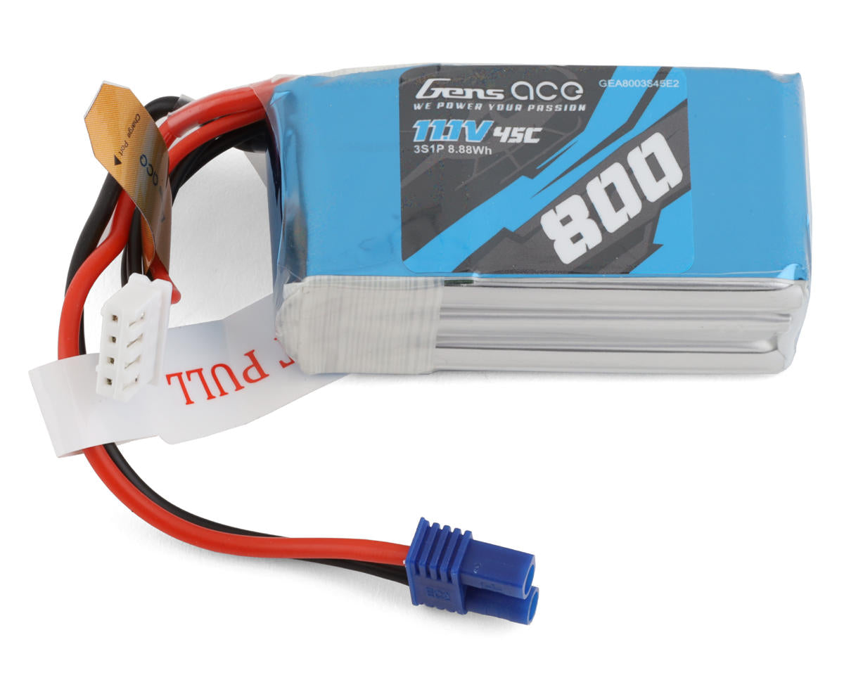 GENS ACE GEA8003S45E2 3S LiPo Battery 45C (11.1V/800mAh) w/EC2 Connector