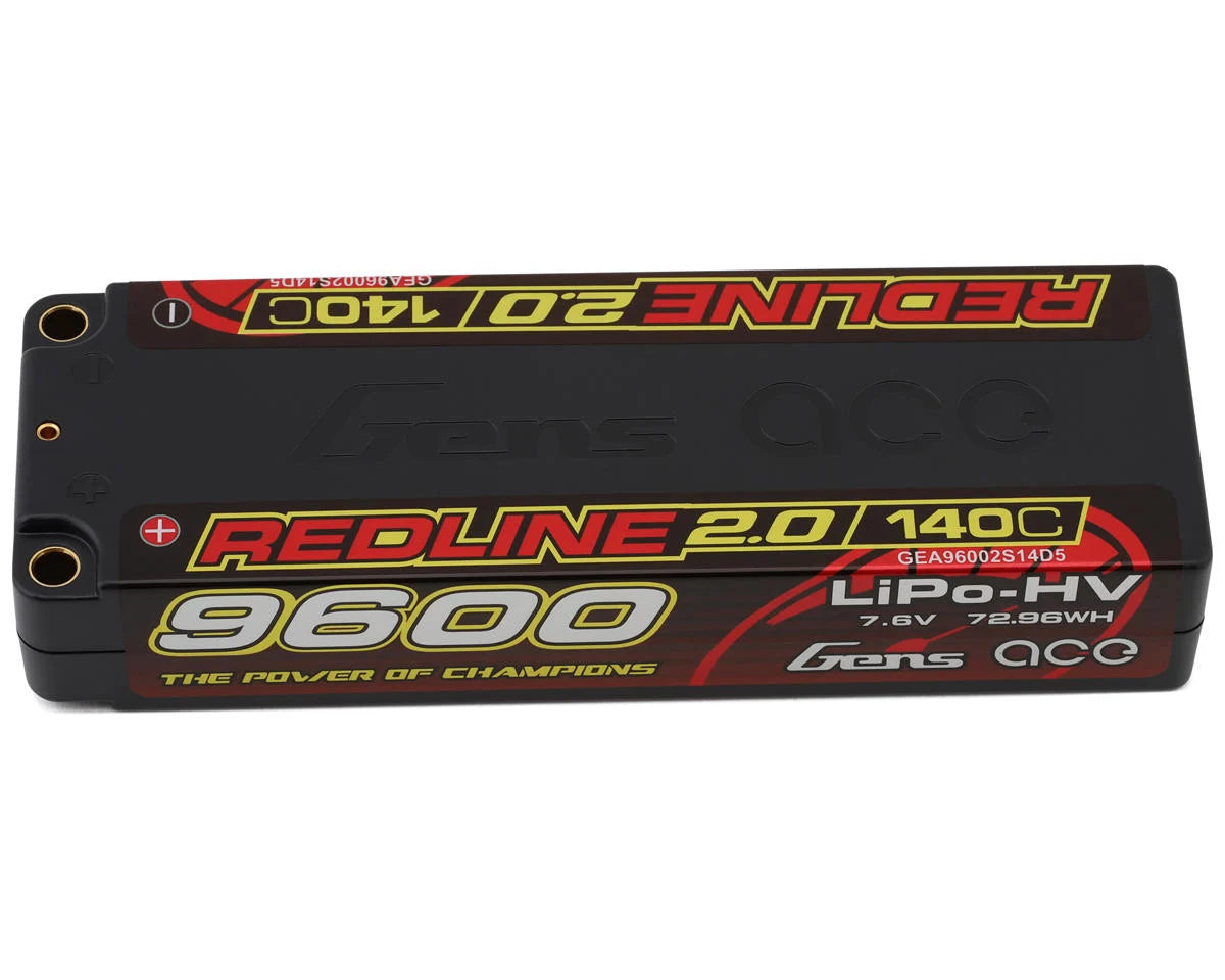 GENS ACE GEA96002S14D5 Redline 2.0 2S LiHV Battery 140C (7.6V/9600mAh) w/5mm Bullets
