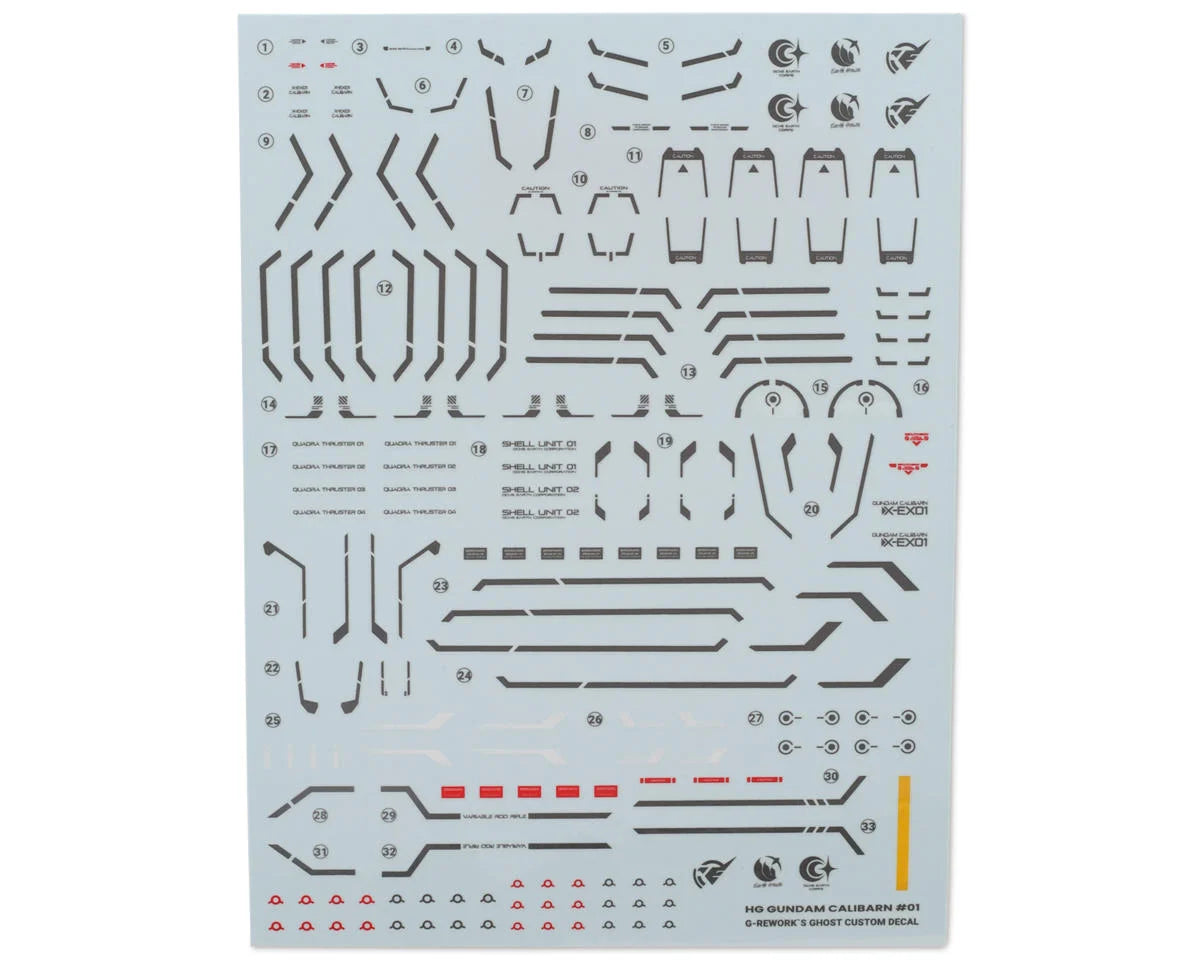 GUNPRIMER GPTCD-H-WM26 HG WFM Calibarn Gundam Waterslide Decal Sheets (2)