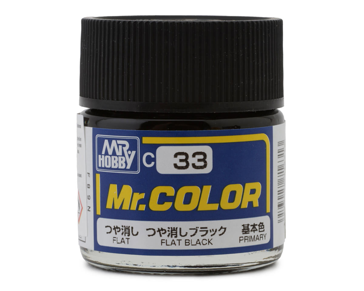 GSI CREOS C033 Mr. Hobby C33 Flat Black Acrylic Hobby Paint (10ml)