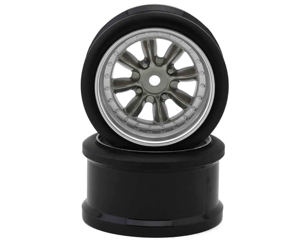 HAYASHI GARAGE HG-20326 Pana 8-Spoke Multipiece Style 1/10 Drift Wheels (Gunmetal) (2) (6mm Offset) w/12mm Hex