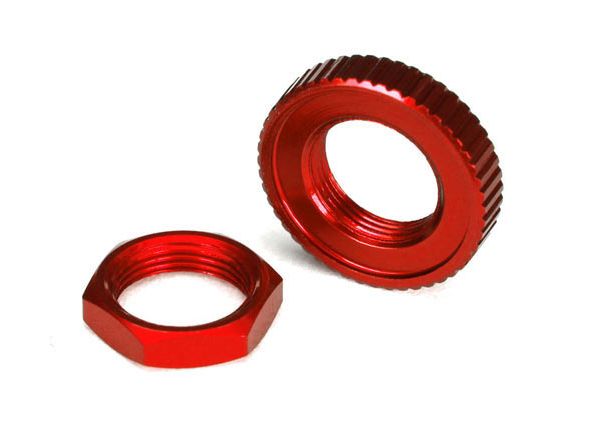 TRAXXAS 8345R Servo saver nuts, aluminum, red-anodized (hex (1), serrated (1))