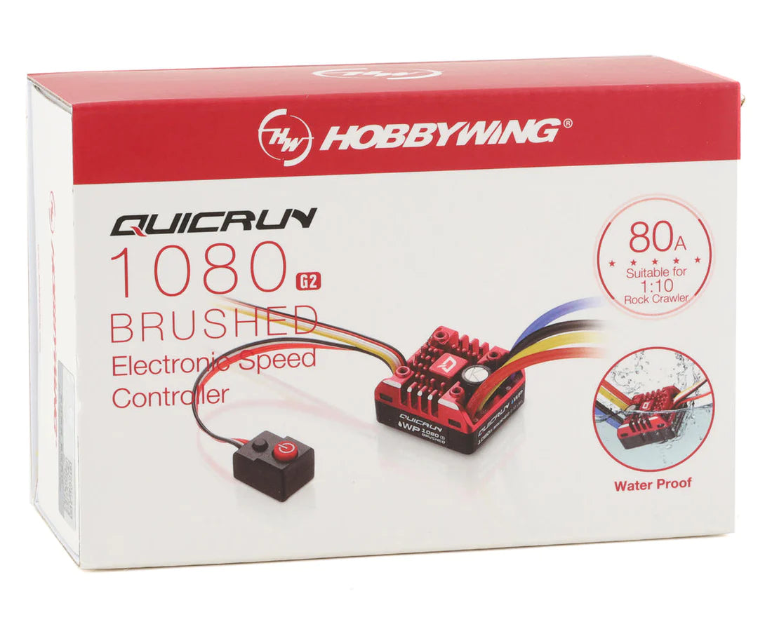HOBBYWING 30120202 Quicrun WP 1080 G2 Brushed ESC, 2-3S with XT60