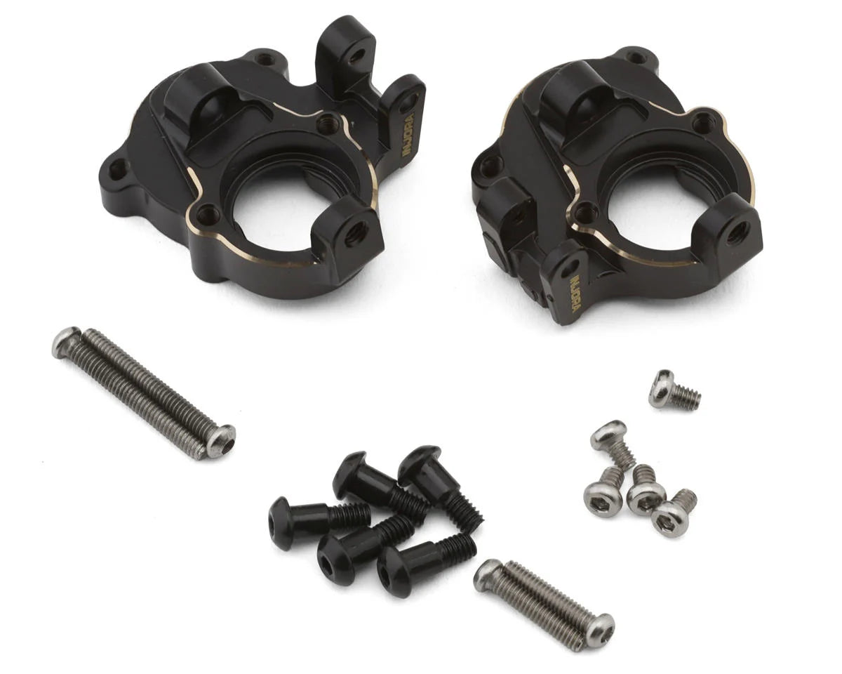 INJORA ASC18-27 Redcat Ascent-18 Apex Brass Steering Knuckles (Black) (2) (14.3g ea)
