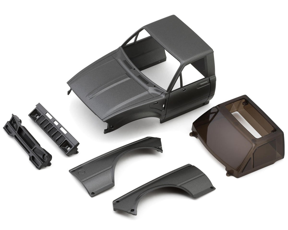 INJORA IR60-24GL Axial® SCX24 IR60-24 Pickup 1/24 Pre-Painted Hard Body Set (Grey) (132mm Wheelbase) w/Bed Rack & LED Lights