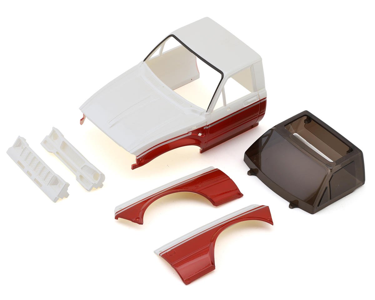 INJORA IR60-RW IR60 Pickup 1/18 Pre-Painted Hard Body Set for Traxxas® TRX-4M® (Red/White) (Defender®/Bronco®) w/Bed Rack & LED Lights