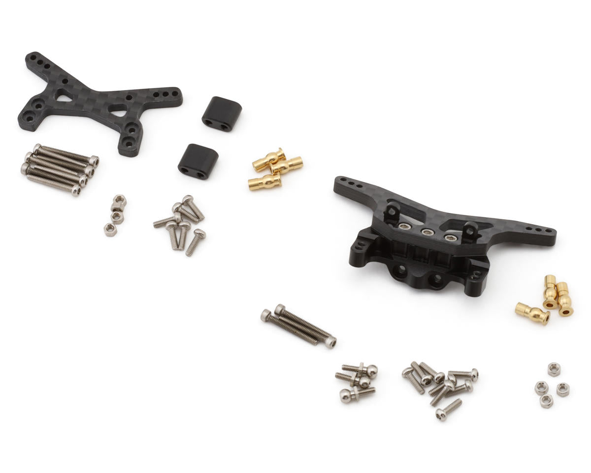 INJORA LOS-04FR Losi® Micro-B™/T™ Carbon Fiber Front & Rear Shock Tower Set w/Shock Mount Spacers