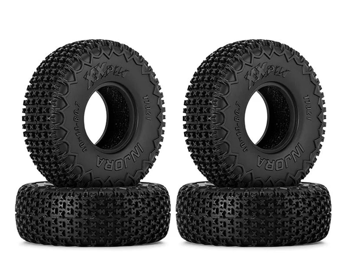 INJORA T7021 Axial SCX30 0.7" XHX Pin Micro Rock Crawler Tires (4) (40mm OD) (S5) w/Foam Inserts