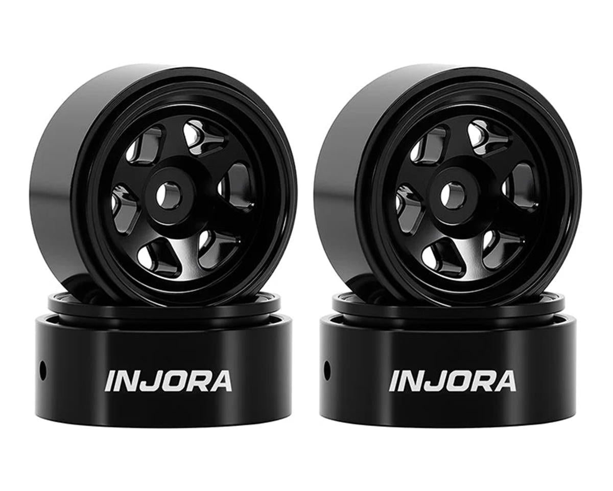 INJORA W7001BK-18 SCX30 D18 0.7" 6-Spoke Aluminum Micro Rock Crawler Beadlock Wheels (Black) (4) (4g ea)