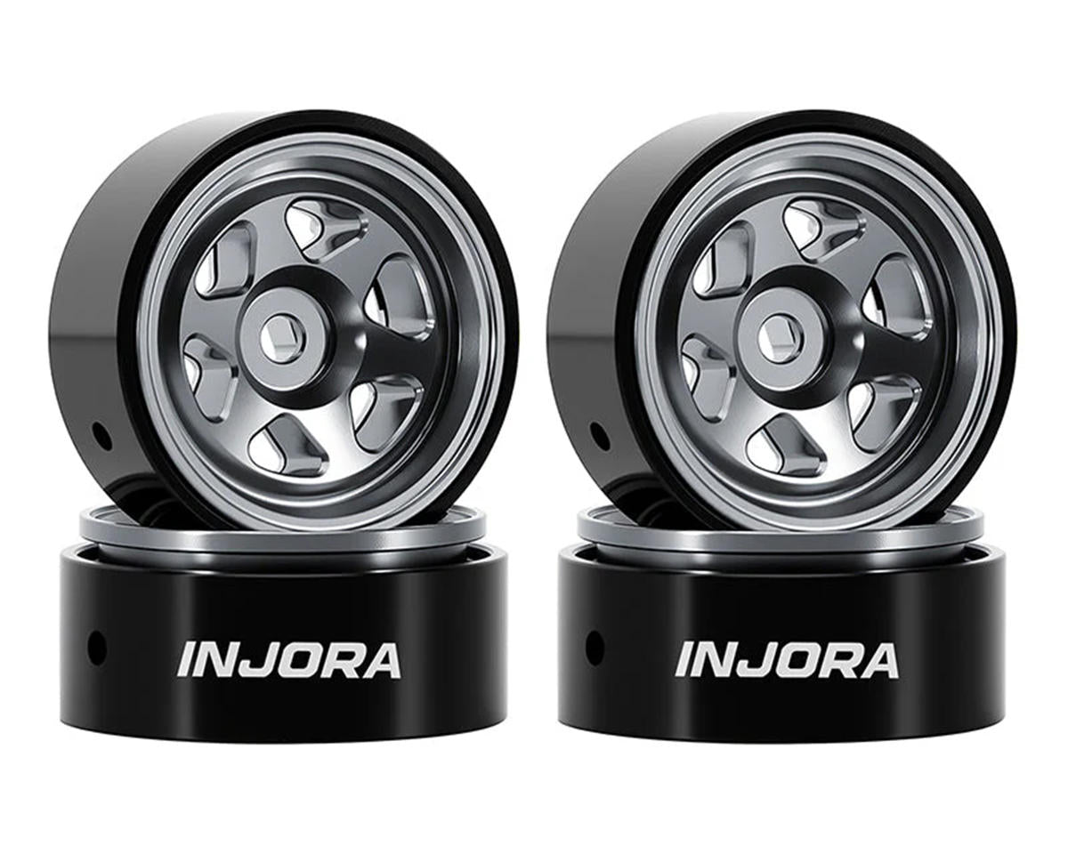 INJORA W7001TI-18 SCX30 D18 0.7" 6-Spoke Aluminum Micro Rock Crawler Beadlock Wheels (Titanium) (4) (4g ea)