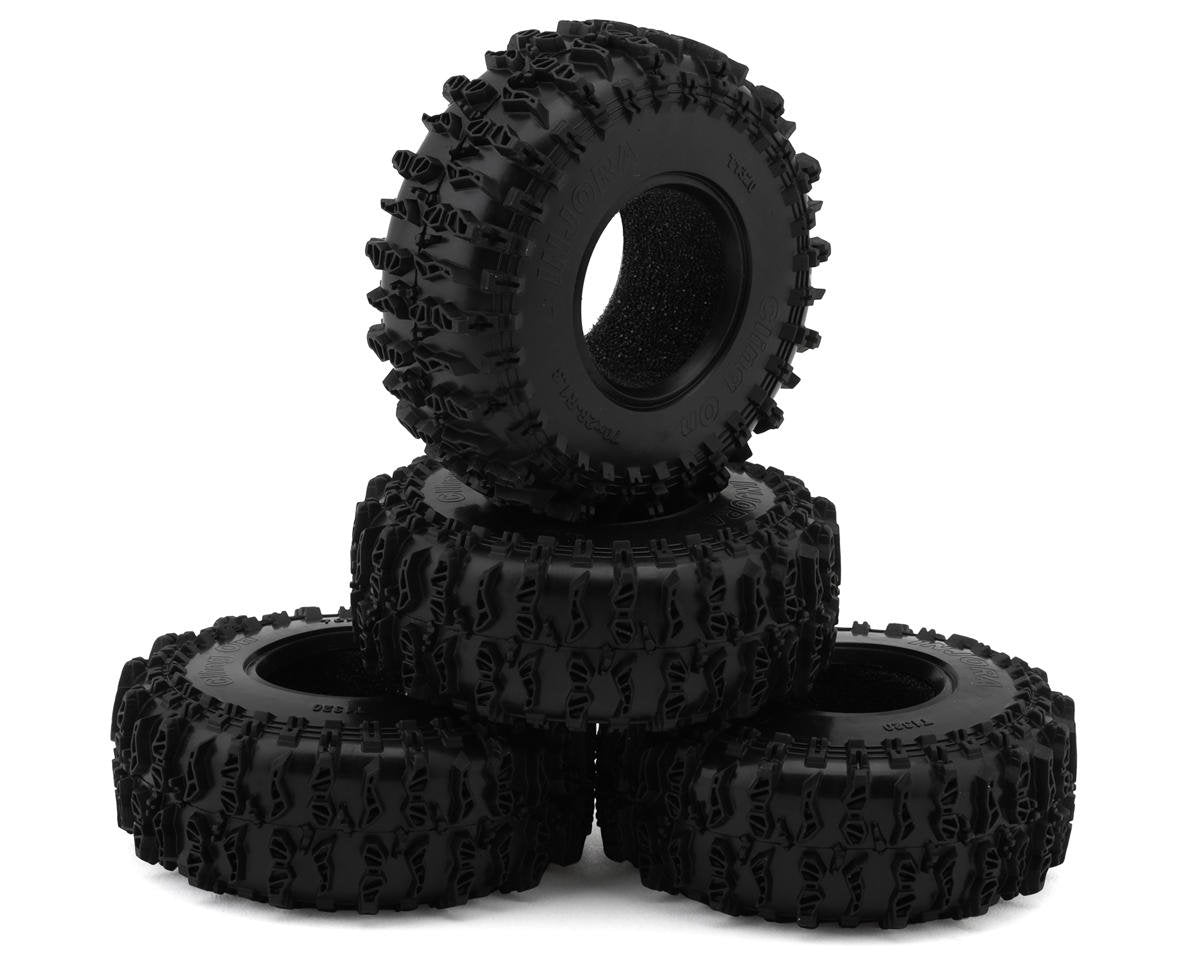 INJORA YQT-1320-1370YE 1.3" Cling On Micro Rock Crawler Tires Combo (4) (70mm OD) (S5) w/Super Soft Silicone Rubber Inserts