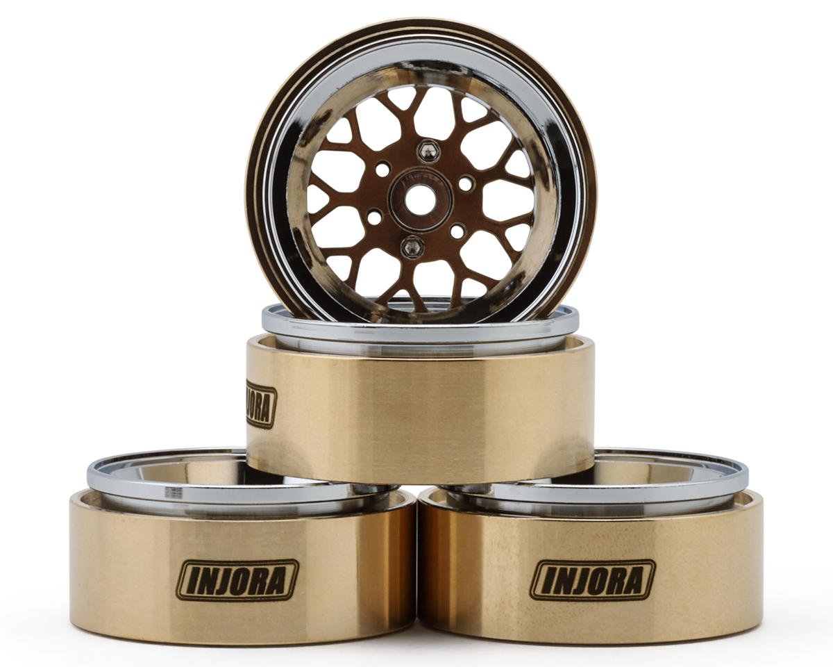 INJORA YQW-MW1307SR  1.3" ModuWheel Brass & Aluminum Micro Rock Crawler Beadlock Wheels (43g ea) (Bronze/Chrome) (4)