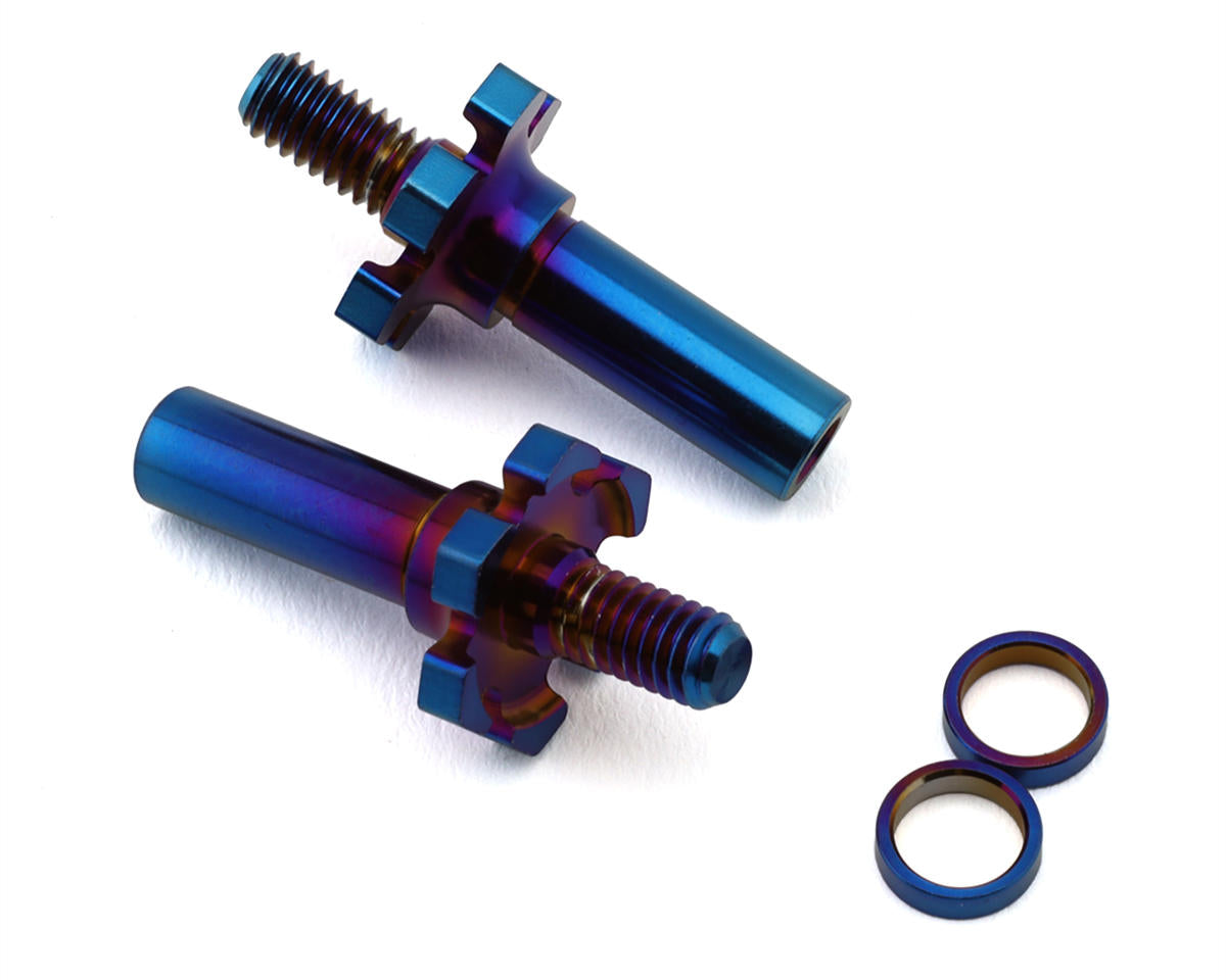 JCONCEPTS 2827-1 RC10B7/RC10B7D Adjustable Titanium Front Axle (Blue) (2)