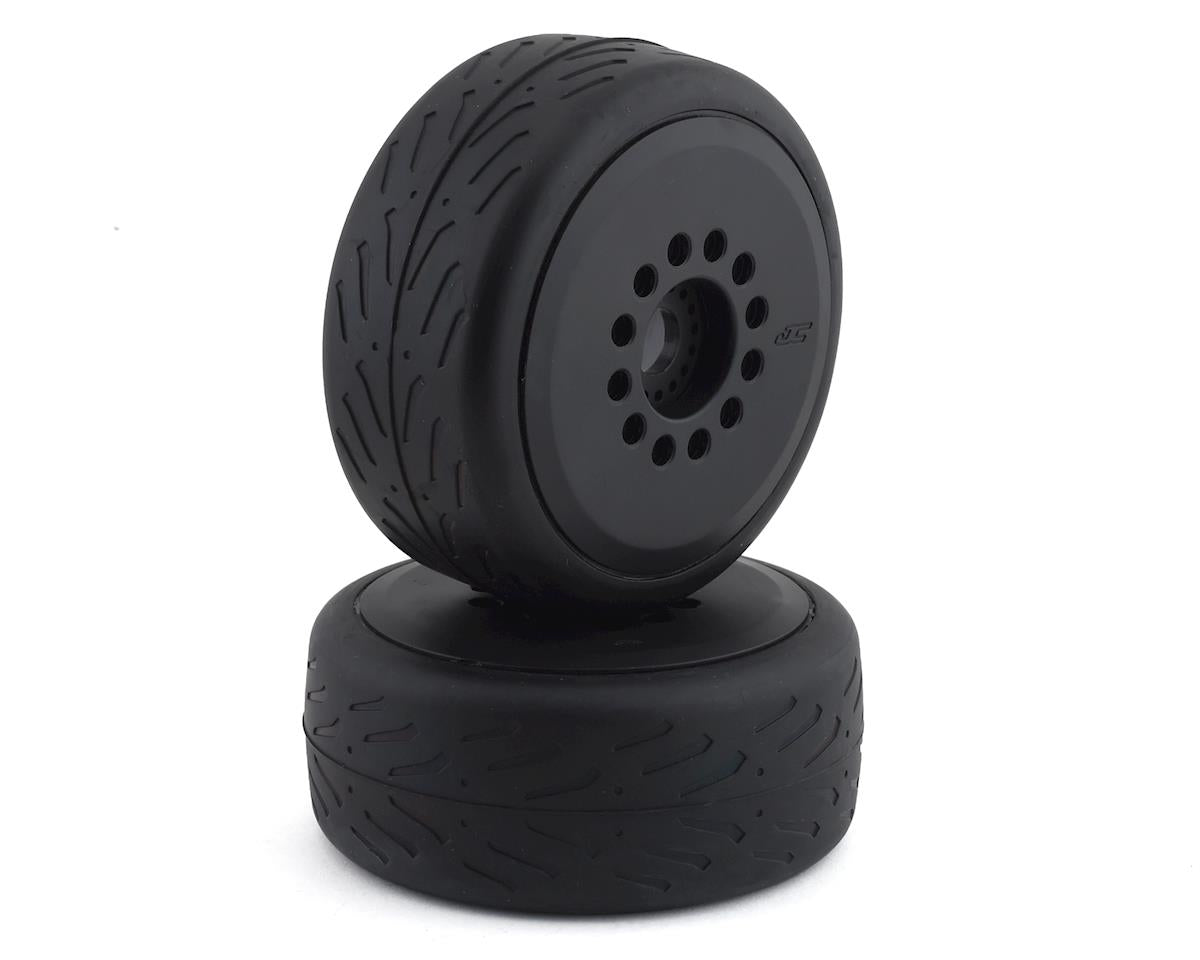 JCONCEPTS 3113-39 Speed Fangs Belted Tire Pre-Mounted w/ Cheetah Speed Run Wheel Black (2