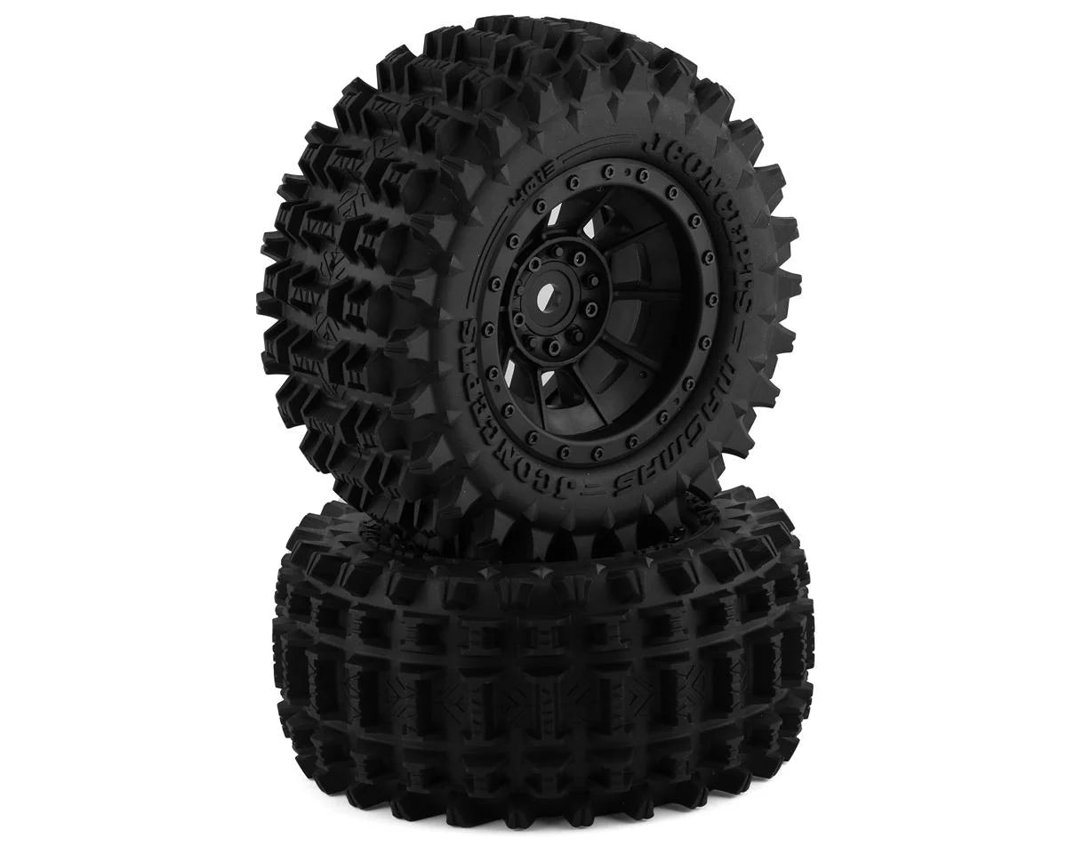 JCONCEPTS 4013-3994 Magma Pre-Mounted Monster Truck Tires w/Hazard Wheel (Black) (2) (Platinum)