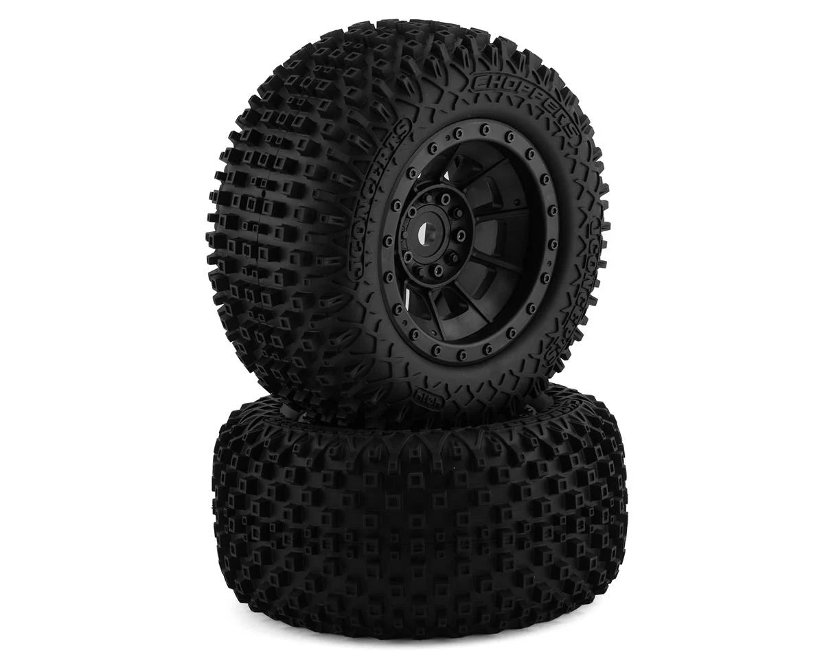 JCONCEPTS 4014-3994 Choppers Pre-Mounted Monster Truck Tires w/Hazard Wheel (Black) (2) (Platinum)