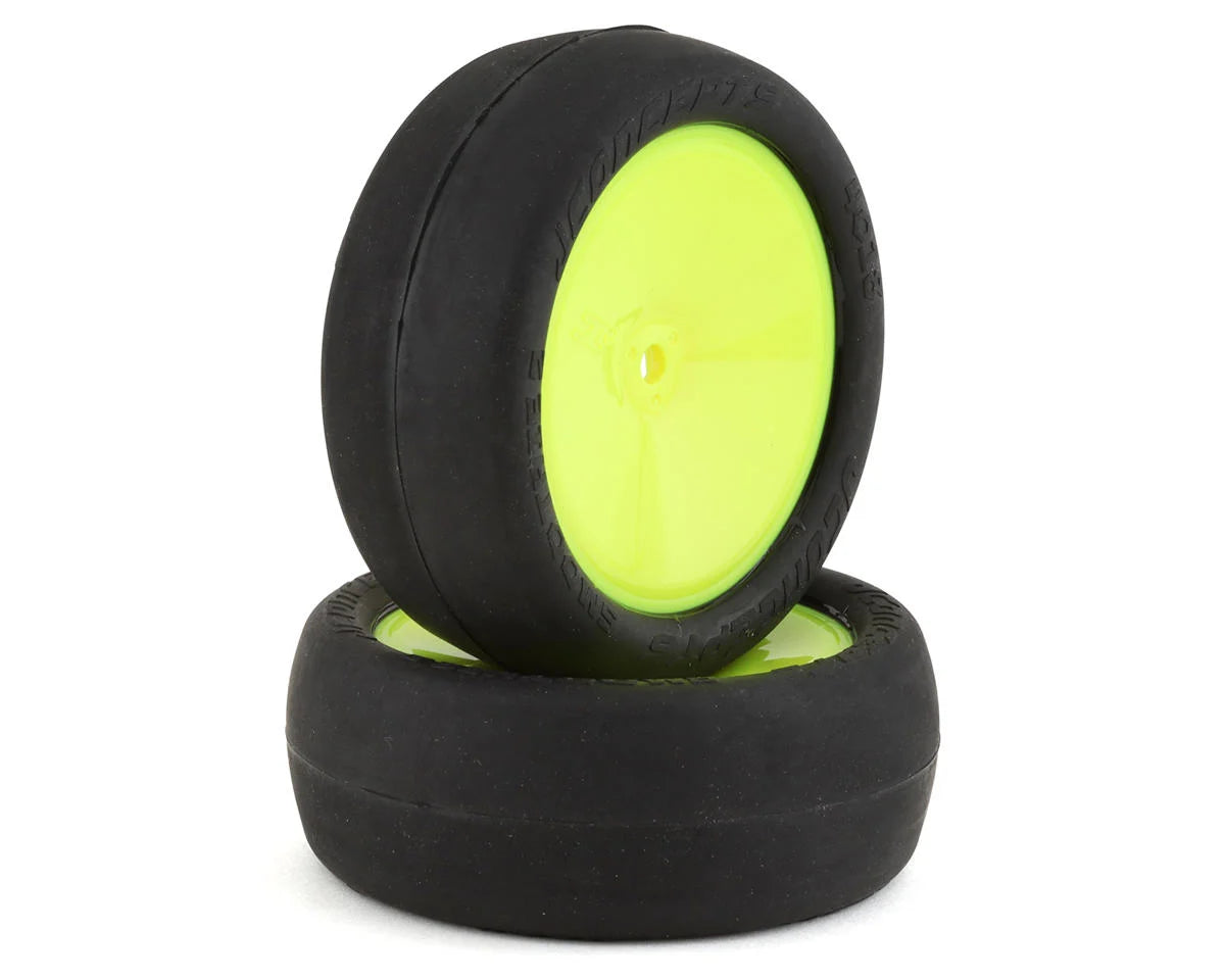 JCONCEPTS 4018-2691 Smoothie 2 2.2" Pre-Mounted 2WD Front Buggy Tires (Yellow) (2) w/12mm Hex (Silver)