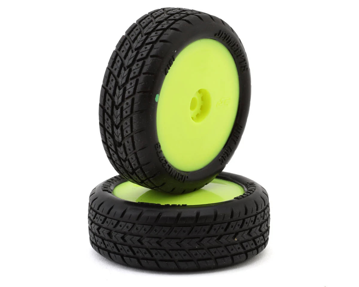 JCONCEPTS 4121-2211 1/16 Mini-B Dirt Trac Mini Pre-Mounted Front Tires (Yellow) (2) (Green)