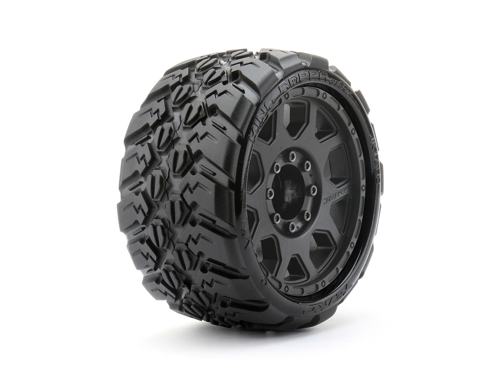 JETKO 1602CBMSGBB2 1/8 SGT 3.8 King Cobra Tires Mounted on Black Claw Rims, Medium Soft, Belted, 17mm 1/2" Offset (2)