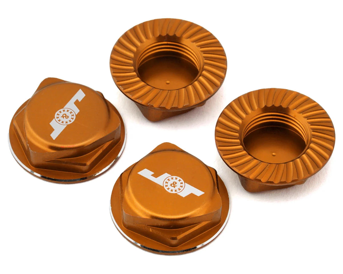 J&T BEARING JT111160-O Aluminum 17mm Serrated Wheel Nuts (Orange) (4)