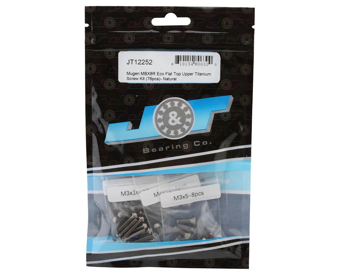 J&T BEARING JT12252 Mugen MBX8R Eco Flat Top Upper Titanium Screw Kit (Natural)