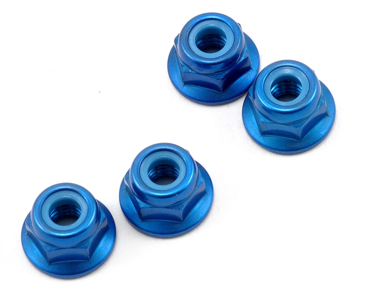 KYOSHO 1-N4045FNA-B 4x4.5mm Aluminum Flanged Locknut (Blue) (4)