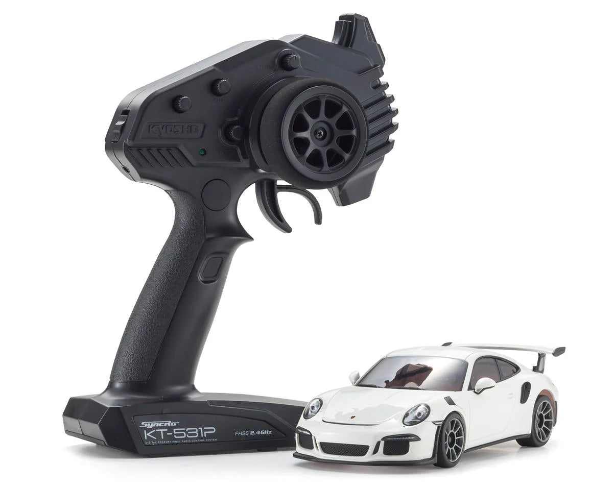 KYOSHO 32358W MR-04 RWD Mini-Z Readyset w/Porsche 911 GT3 RS Body (White) w/KT-531P 2.4GHz Radio