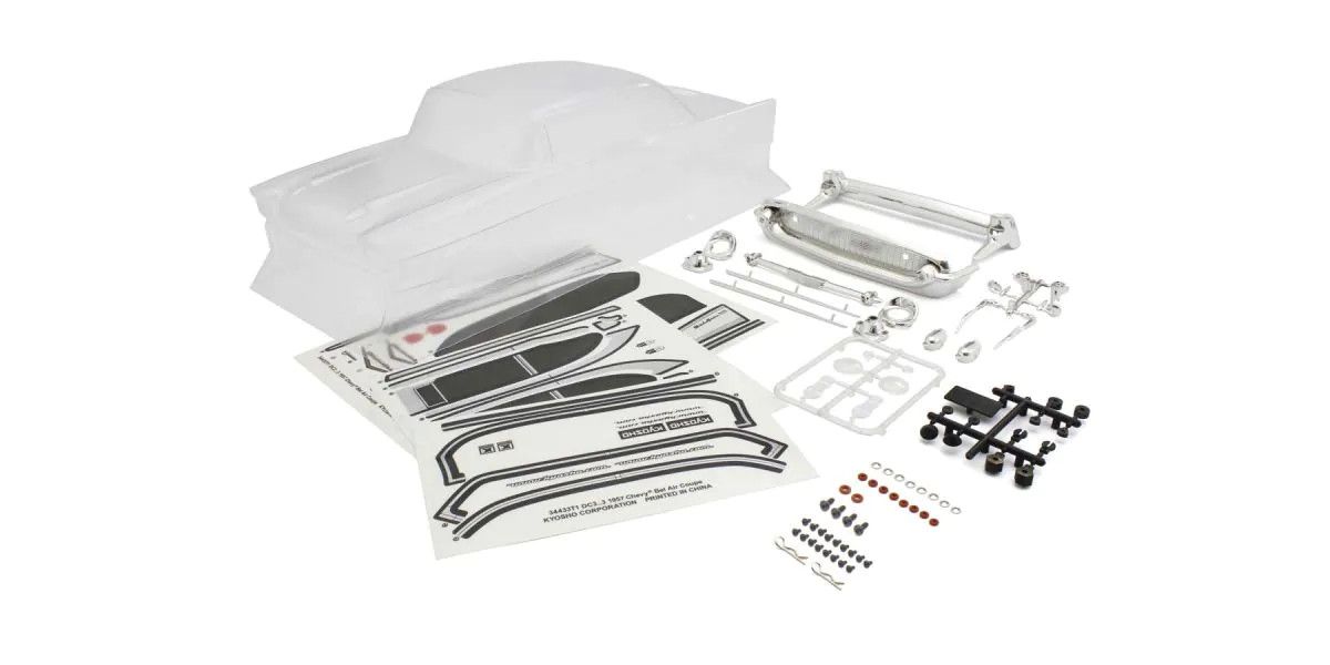 KYOSHO FAB709 1957 Chevy Bel Air Coupe Non-Decoration Clear Body Set - Fits Fazer Mk.2 Long chassis