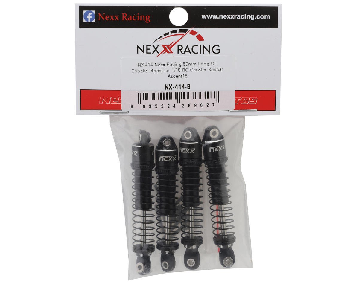 NEXX Racing NX-414-B Redcat Ascent18 Long Travel Aluminum Oil Shocks (Black) (4) (59mm)