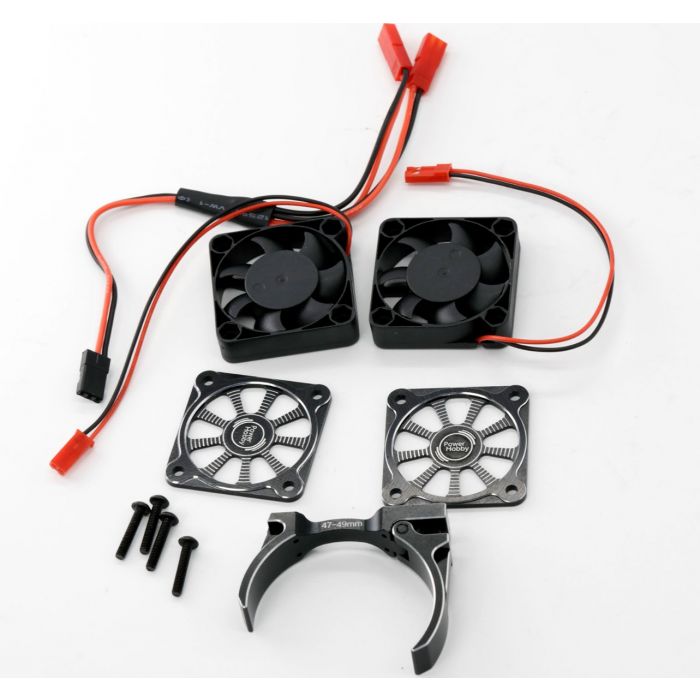 POWER HOBBY PH1293BK 1/8 Aluminum Heatsink 40mm Dual High Speed Cooling Fans with Cover BLACK