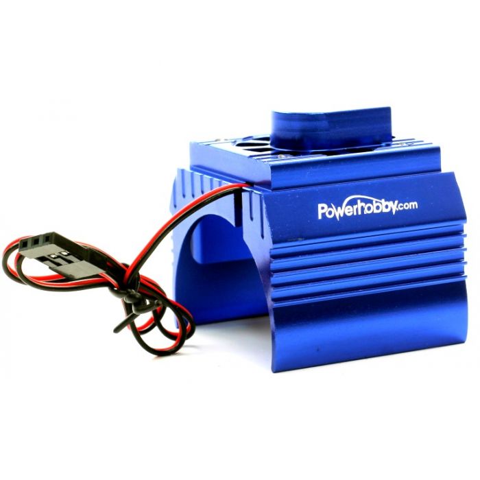 POWER HOBBY PHF10FANBLUE Aluminum Motor Heatsink Cooling Fan for 1/10 540 and 550 Size Motors, Blue