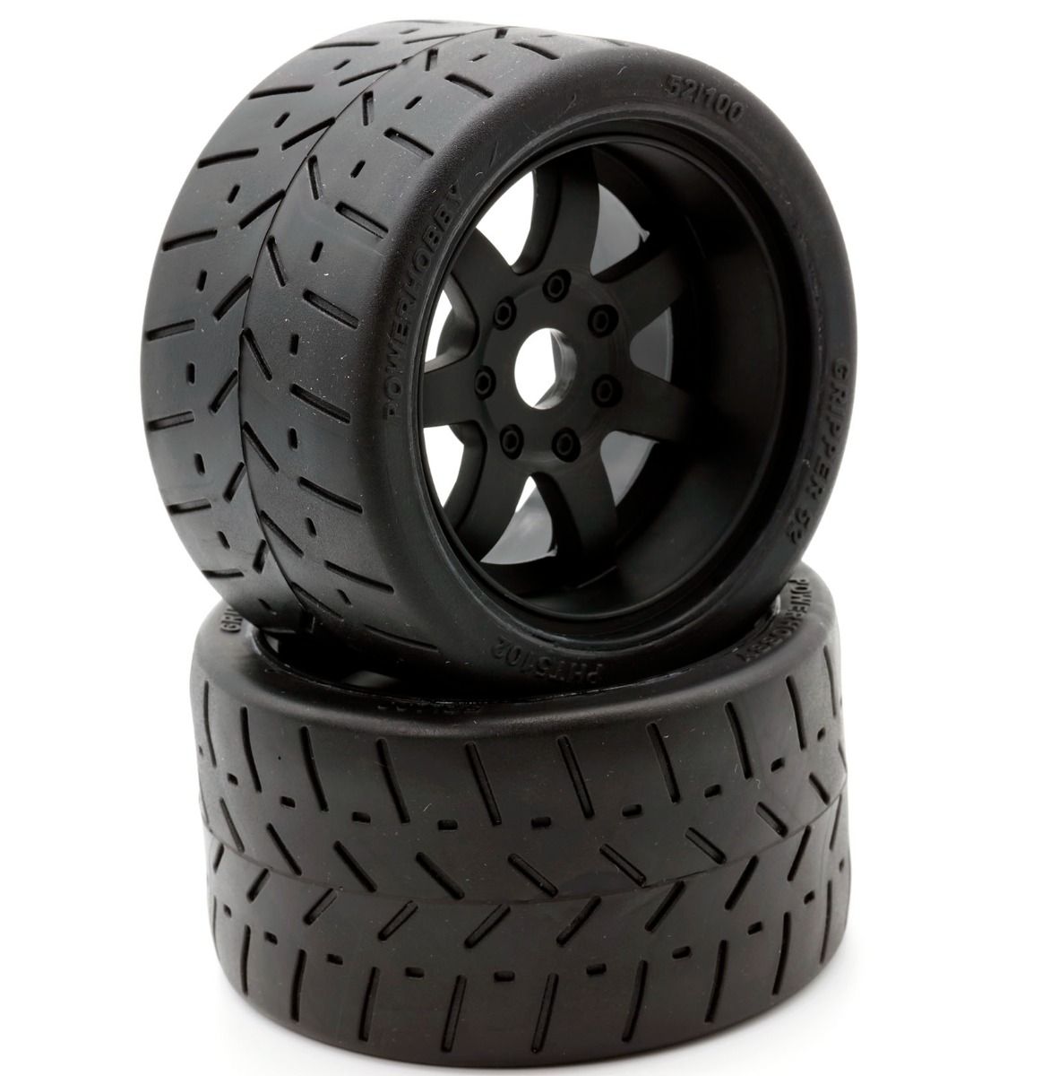 POWER HOBBY PHT5102 1/8 Gripper 54/100 Belted Mounted Tires 17mm Black